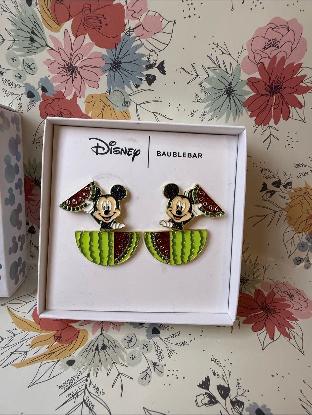 BaubleBar Disney Mickey Watermelon Green and Red Stud Earrings